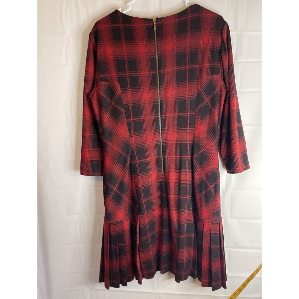 Tahari Red Plaid Dress Size 12